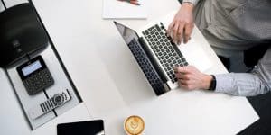 A Person working on his laptop