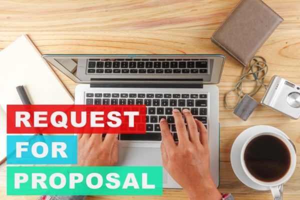 request for proposal text on a laptop