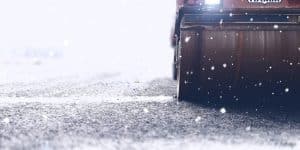 Construction vehicle in a snowy day