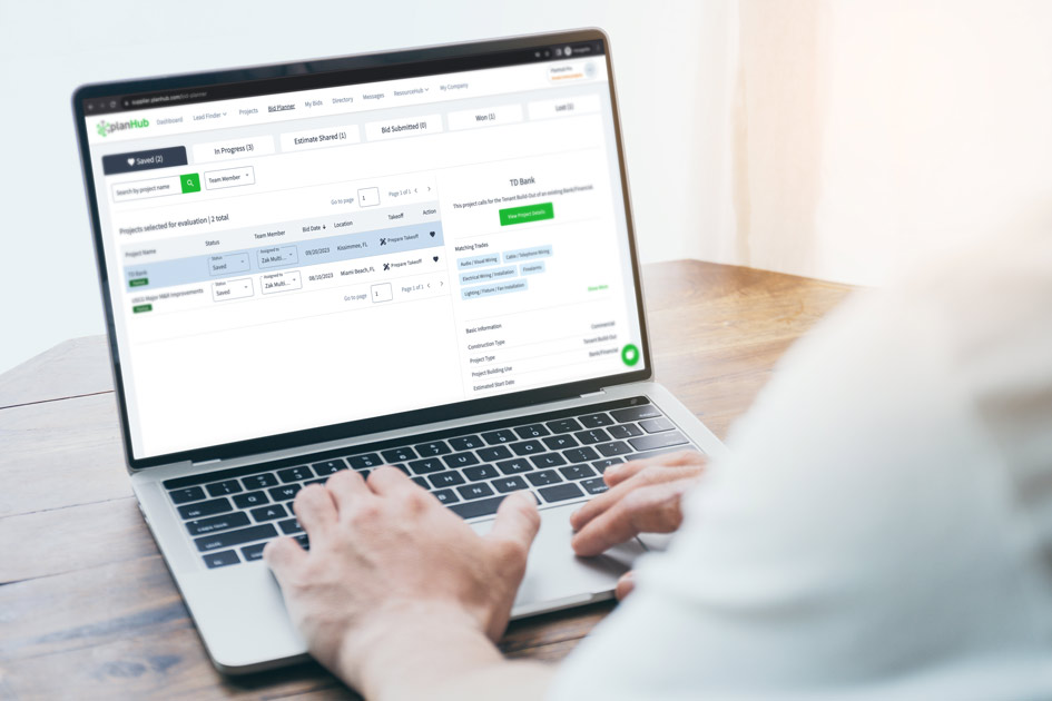 Supplier using PlanHub's Bid Planner